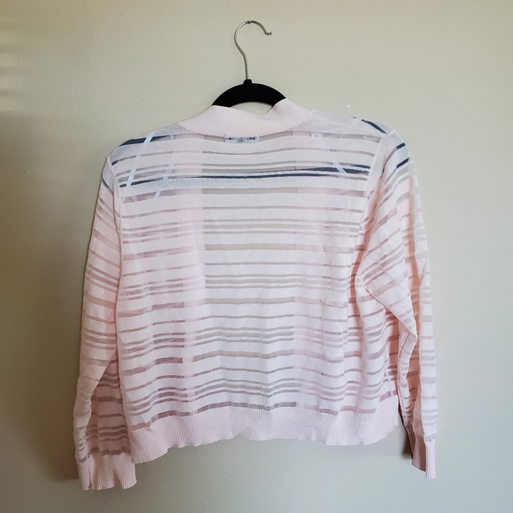Calvin Klein XL sheer pink striped shrug cardigan - Picture 2 of 4